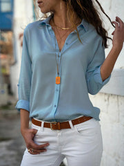 Hélène - Chemise Chiffon Élégante Col V Femme