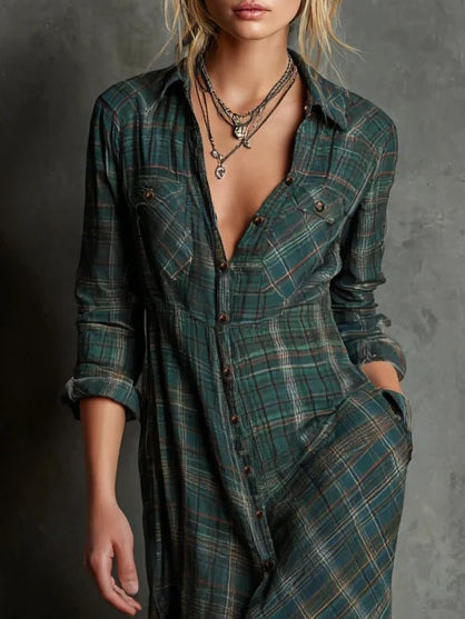 Nathalie - Robe À Carreaux Chic