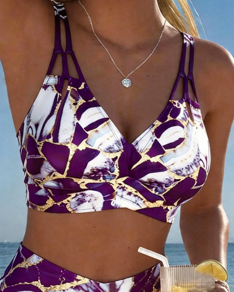 Inès - Bikini Flatteur Taille Haute Imprimé