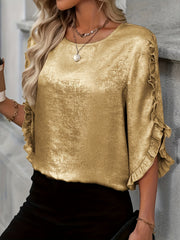 Caroline - Chemise Satinée Brillante Avec Volants Femme
