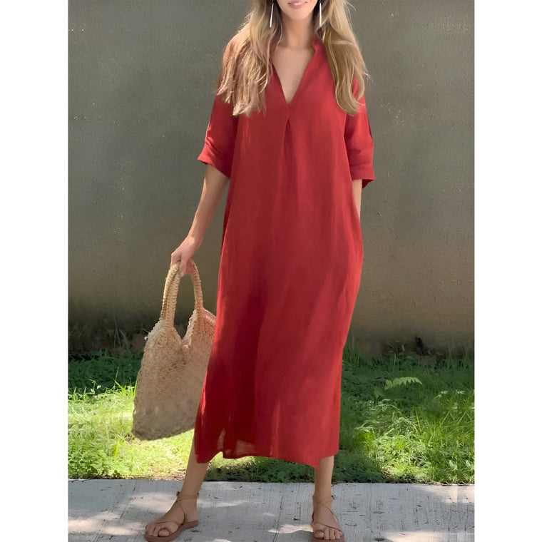 Robe Longue Femme en Lin Élégante - Nadine