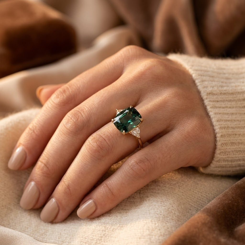 Bague Solitaire en Or Émeraude — Doumira