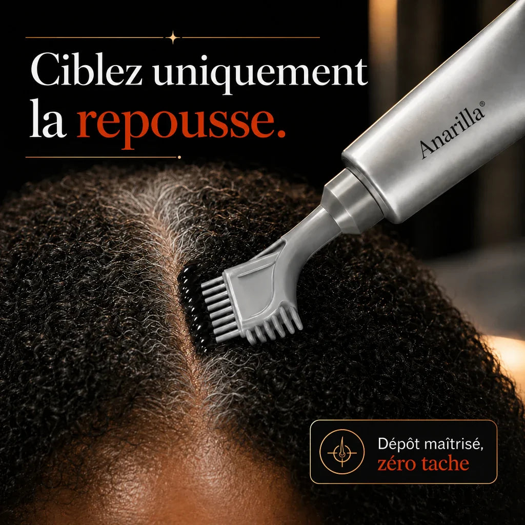 Application ciblée de la coloration Anarilla ColorComb sur les repousses