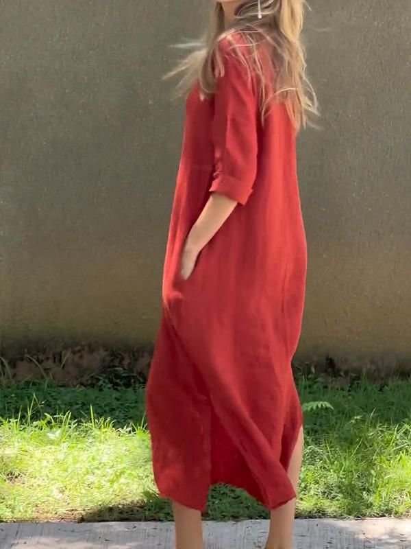 Robe Longue Femme en Lin Élégante - Nadine