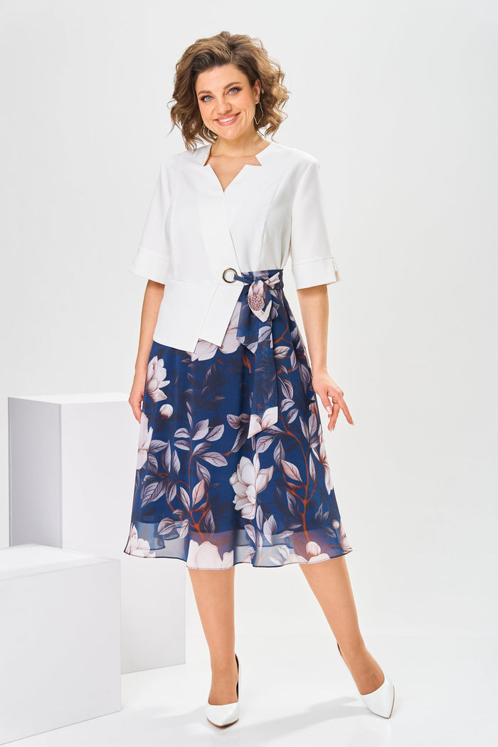 Florence - Robe Mi-Longue Femme Élégante Fleurie