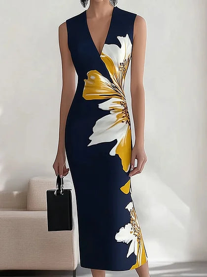 Robe Midi Femme Cintrée Fleurie - Sarah