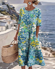 Louise - Robe Lin d'Été Fleurie