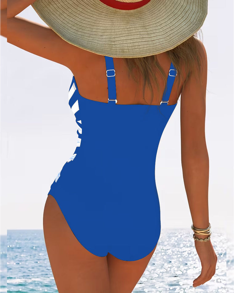 Chloé - Maillot Une Pièce Rayé Sexy Col V