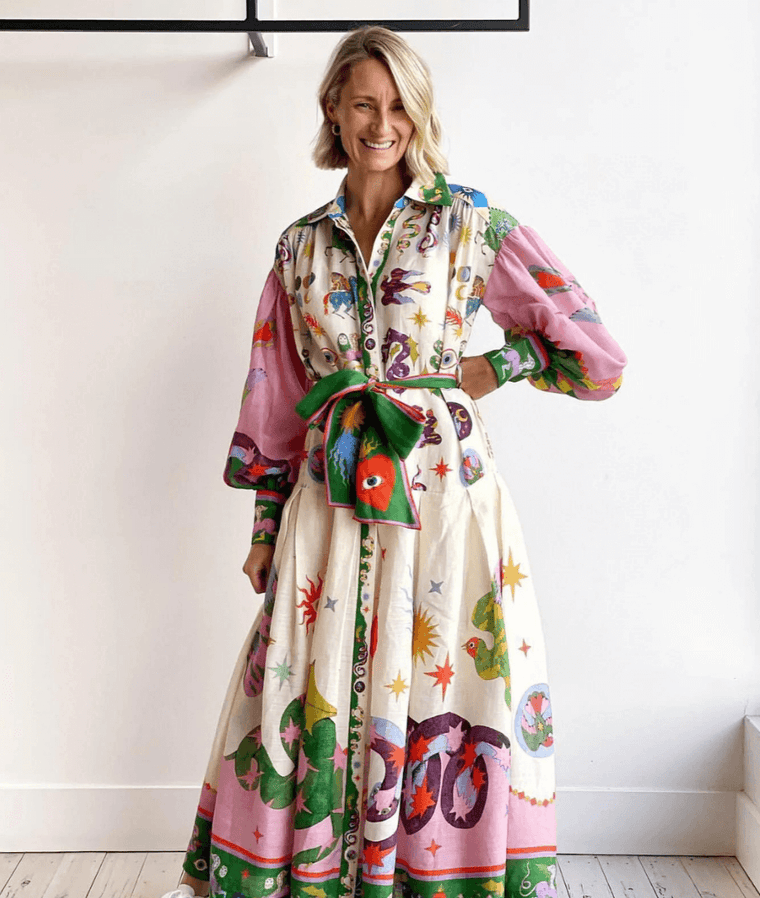 Nadine - Robe Longue Imprimée Élégante