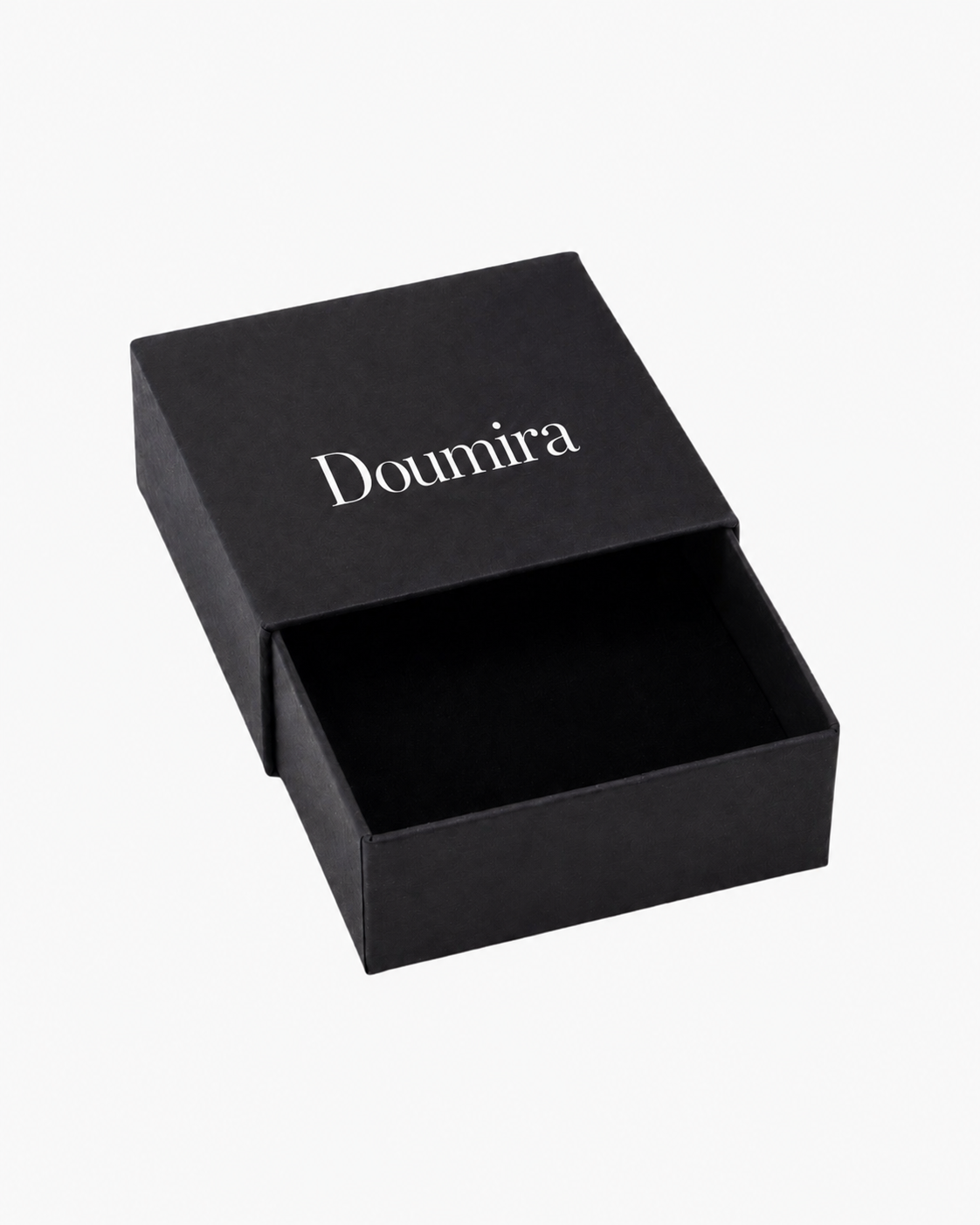 Boîte à bijoux Doumira noire avec logo blanc