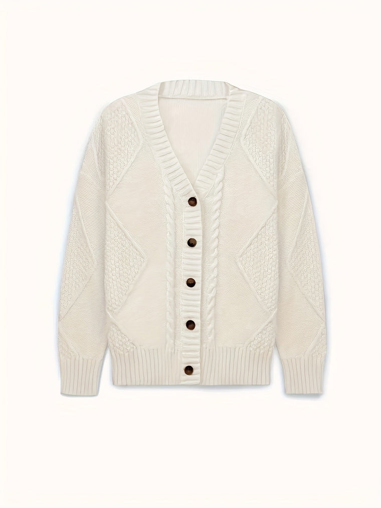 Aurélie - Cardigan Élégant Torsadé Col V