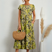 Estelle - Robe Midi Mousseline Fleurie Femme