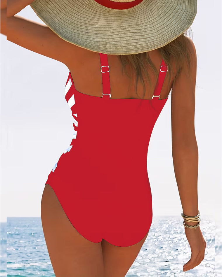 Chloé - Maillot Une Pièce Rayé Sexy Col V