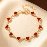 Bracelet Chaîne Cœur en Rubis Doré — Doumira
