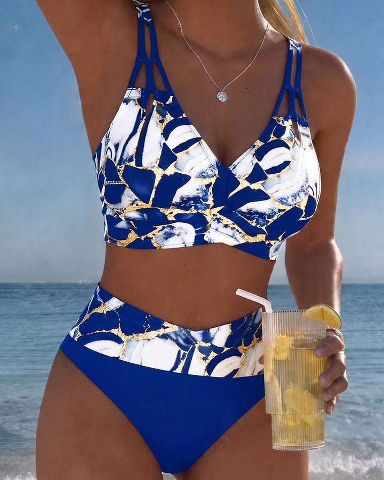Inès - Bikini Flatteur Taille Haute Imprimé
