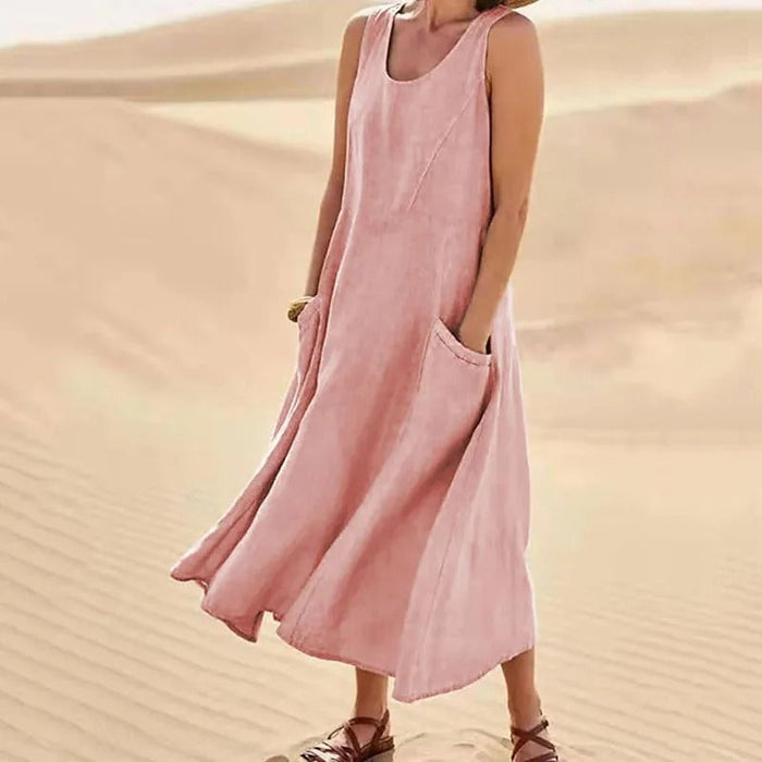 Agathe - Robe Lin Sans Manches Longue Femme