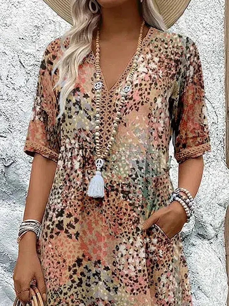 Robe bohème femme fleurie mi-longue - Susan