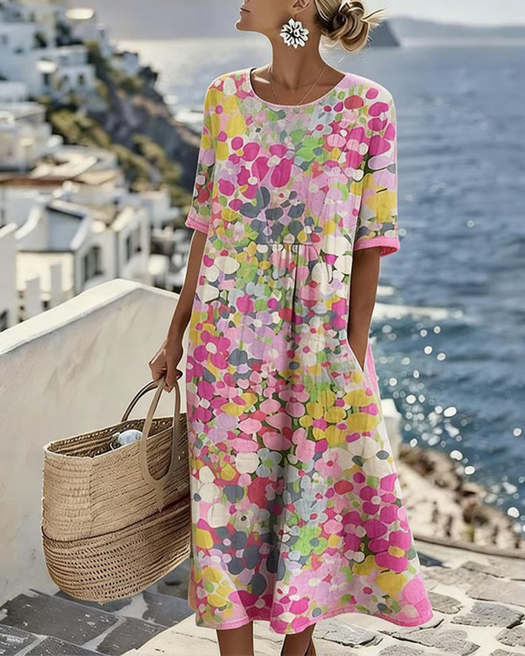 Louise - Robe Lin d'Été Fleurie
