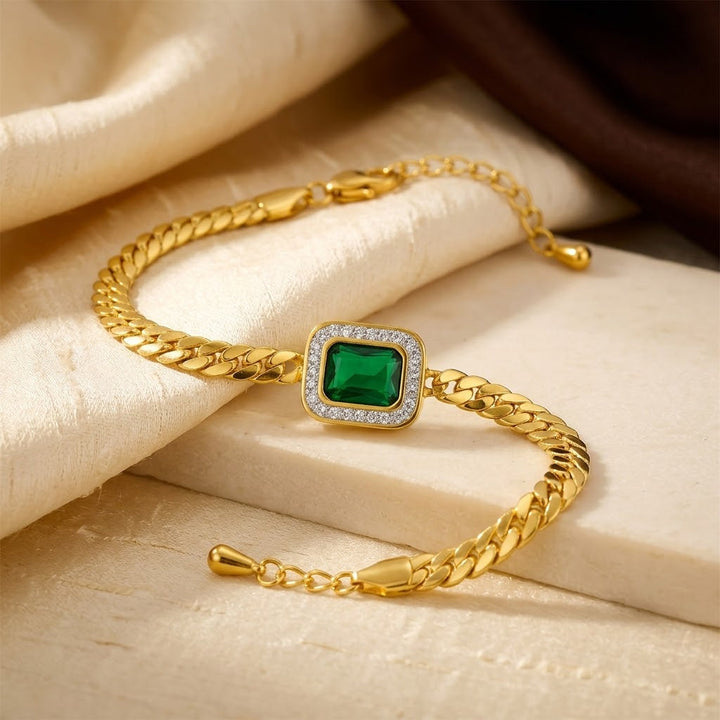 Bracelet en Chaîne en Or Émeraude — Doumira