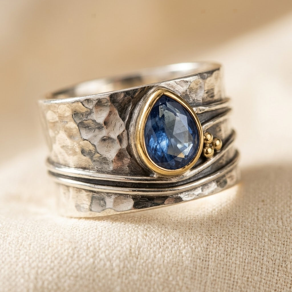Bague avec Accent en Argent et Or — Doumira