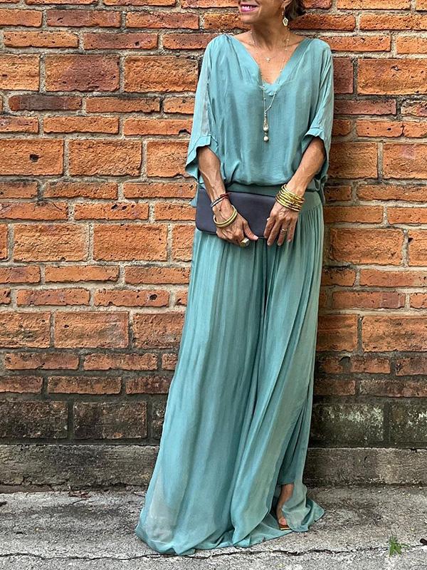 Clara - Ensemble Élégant Avec Pantalon En Chiffon Large