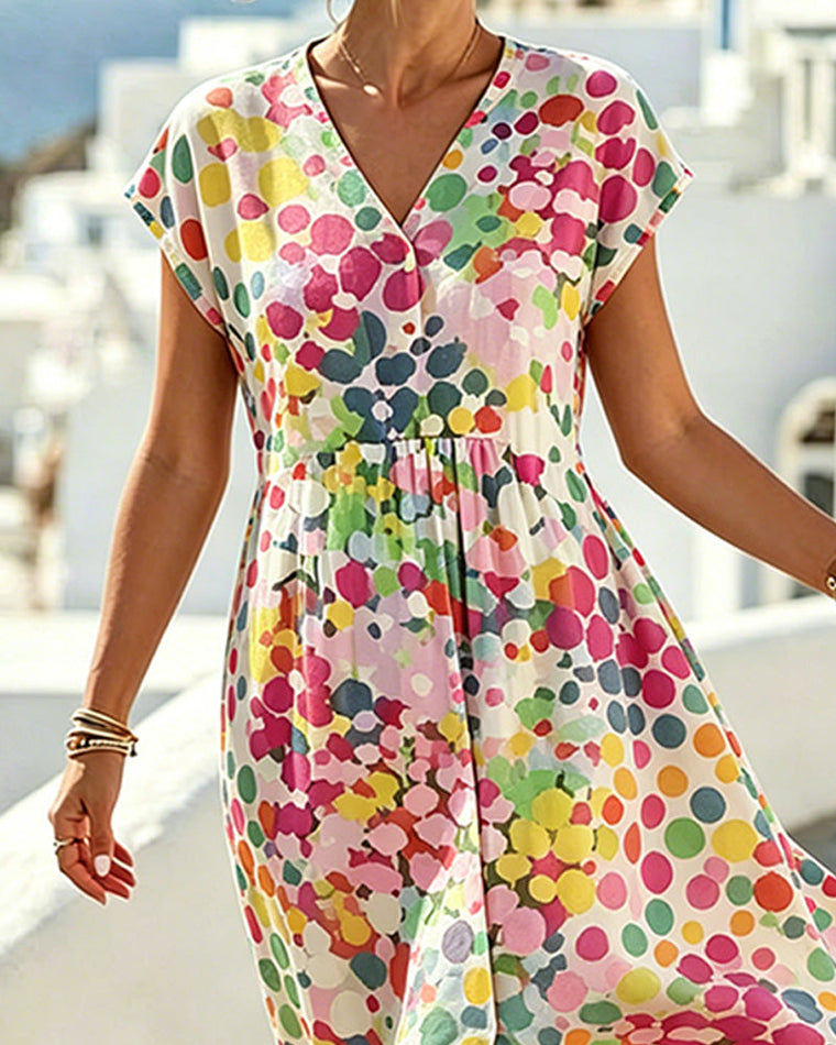 Léa - Robe d'Été Fluide Col V