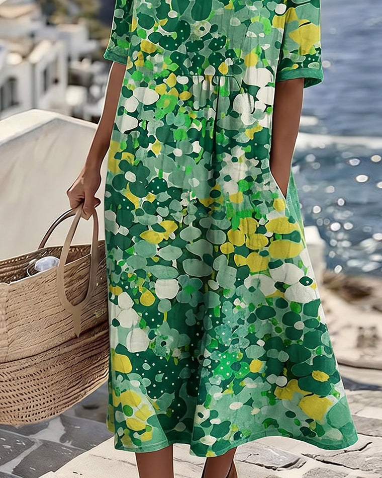 Louise - Robe Lin d'Été Fleurie