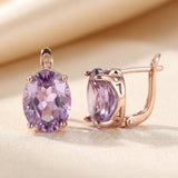 Boucles d'oreilles en améthyste et or rose — Doumira