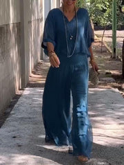 Clara - Ensemble Élégant Avec Pantalon En Chiffon Large