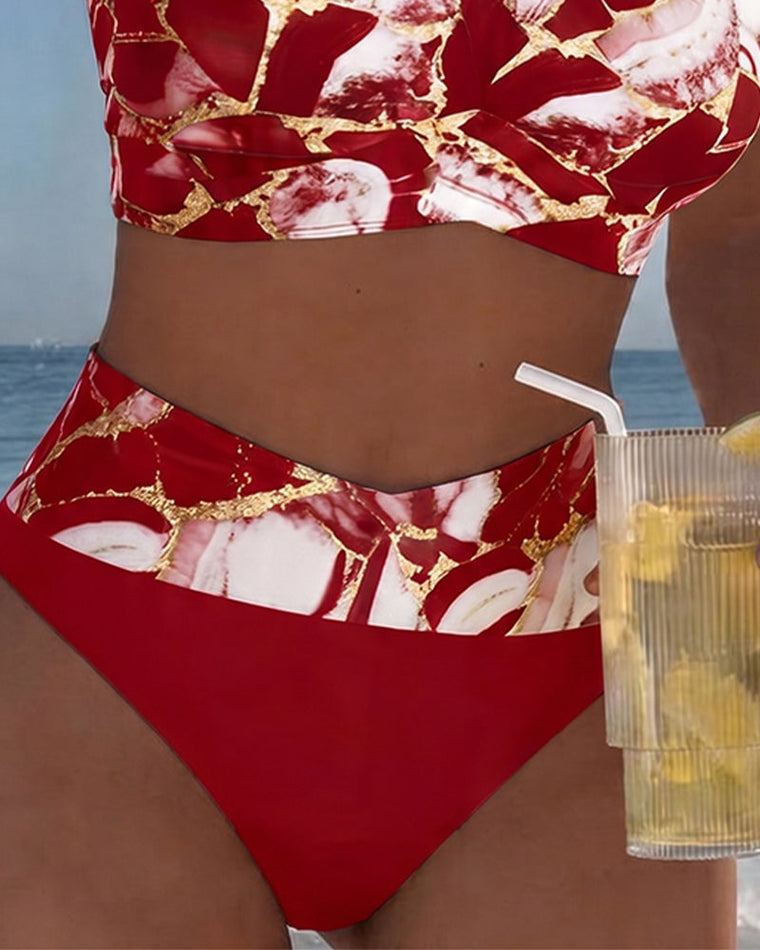 Inès - Bikini Flatteur Taille Haute Imprimé