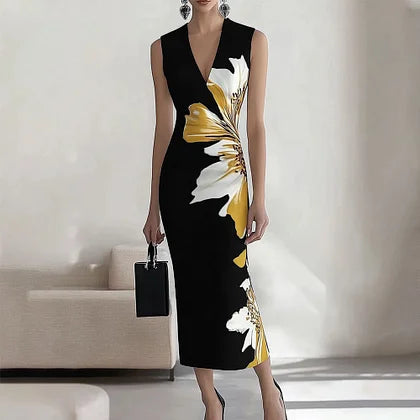 Robe Midi Femme Cintrée Fleurie - Sarah
