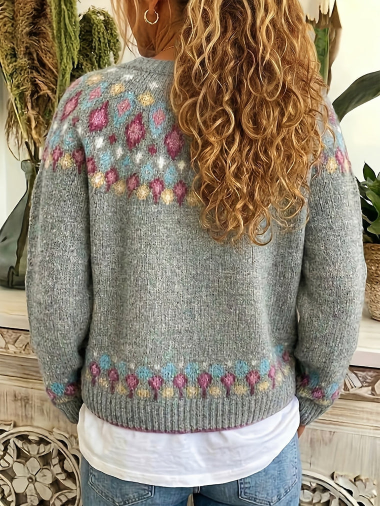 Delphine - Cardigan Féminin Boutonné Brodé
