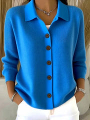 Camille - Cardigan Élégant Boutonné Col Chemise