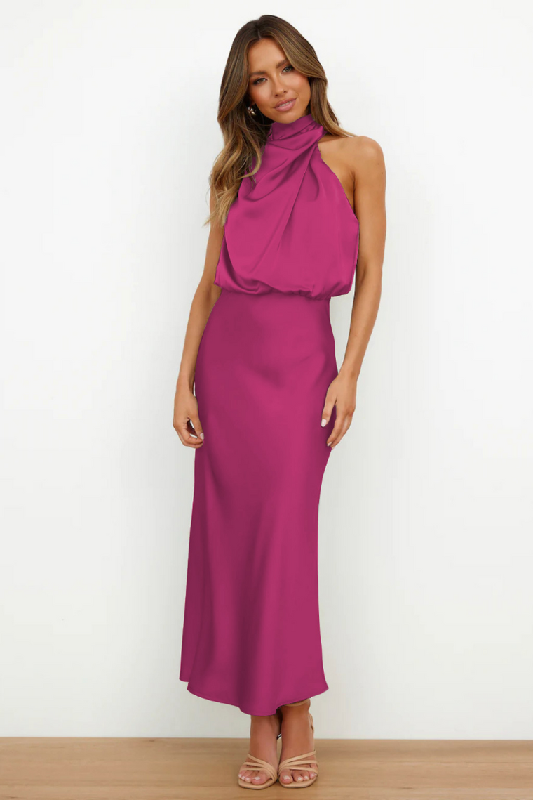 Robe Midi Femme en Satin Dos Nu - Brigitte