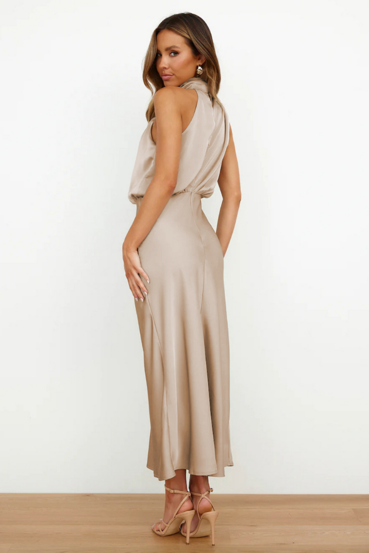 Robe Midi Femme en Satin Dos Nu - Brigitte