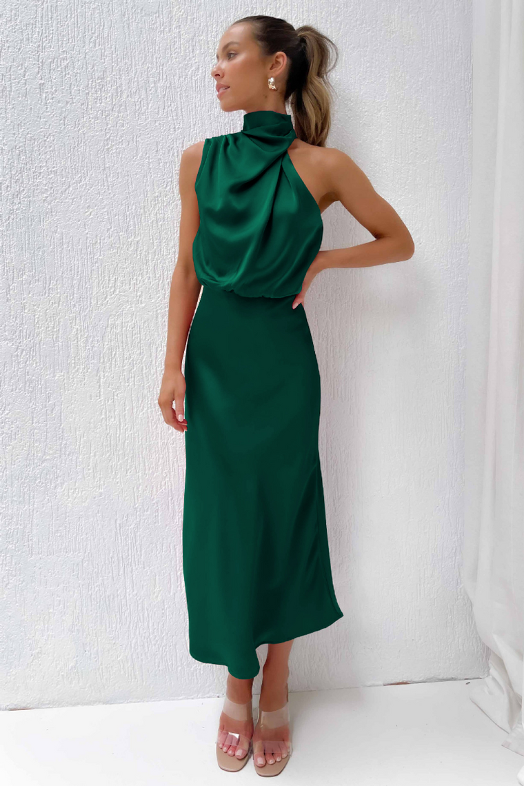Robe Midi Femme en Satin Dos Nu - Brigitte
