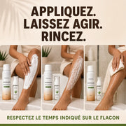Application de la mousse dépilatoire CocoVelours en trois gestes