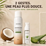 Mousse dépilatoire coco 150 ml et soin aloe vera 30 ml Doumira