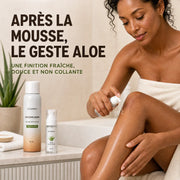 Soin aloe vera appliqué après la mousse dépilatoire CocoVelours