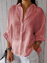 Stéphanie - Chemise en Lin Légère Boutonnée Femme