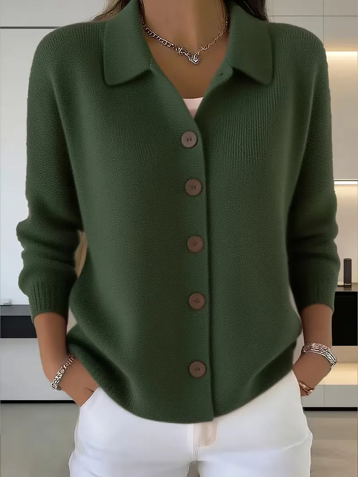 Camille - Cardigan Élégant Boutonné Col Chemise