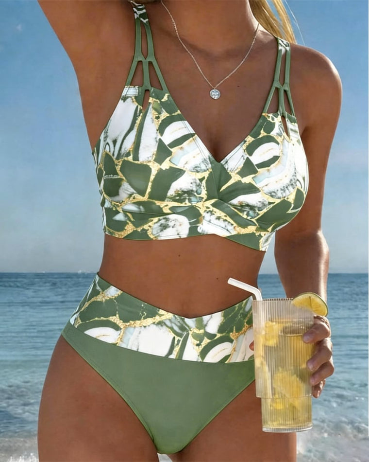 Inès - Bikini Flatteur Taille Haute Imprimé