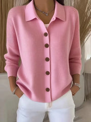 Camille - Cardigan Élégant Boutonné Col Chemise