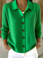 Camille - Cardigan Élégant Boutonné Col Chemise