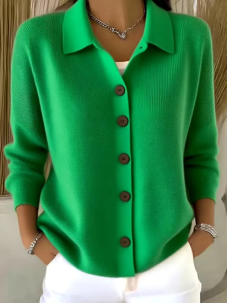 Camille - Cardigan Élégant Boutonné Col Chemise