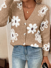 Sylvie - Cardigan Féminin Fleuri Boutonné