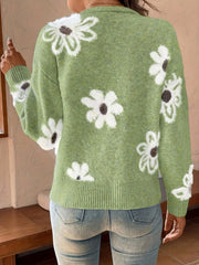 Sylvie - Cardigan Féminin Fleuri Boutonné