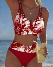 Inès - Bikini Flatteur Taille Haute Imprimé