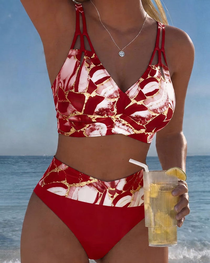 Inès - Bikini Flatteur Taille Haute Imprimé