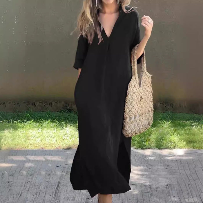 Robe Longue Femme en Lin Élégante - Nadine